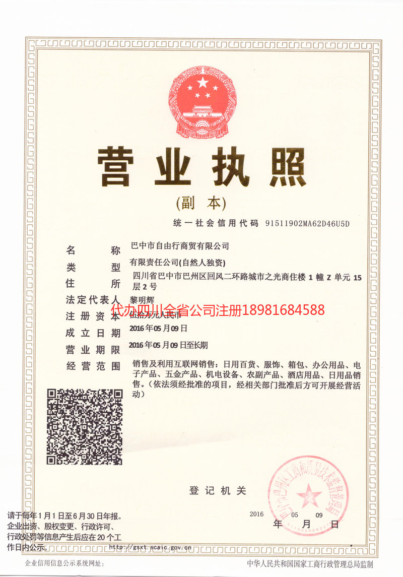 廉江廉江自由行商贸有限公司